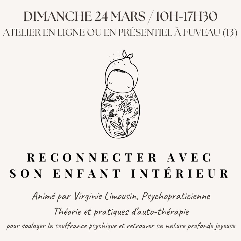 Atelier Reconnecter avec son enfant intérieur atelier du dimanche - Virginie Limousin